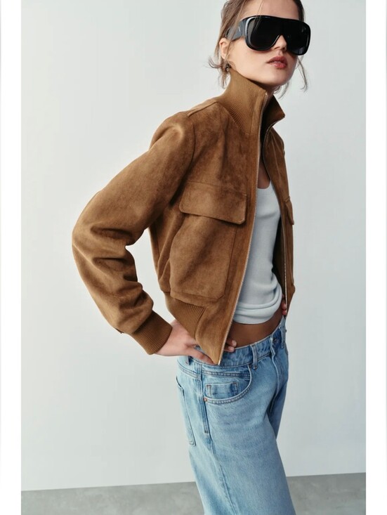 Zara Jackets & Blazers - ZARA FAUX SUEDE BOMBER JACKET